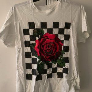 Oversized White tee with rose